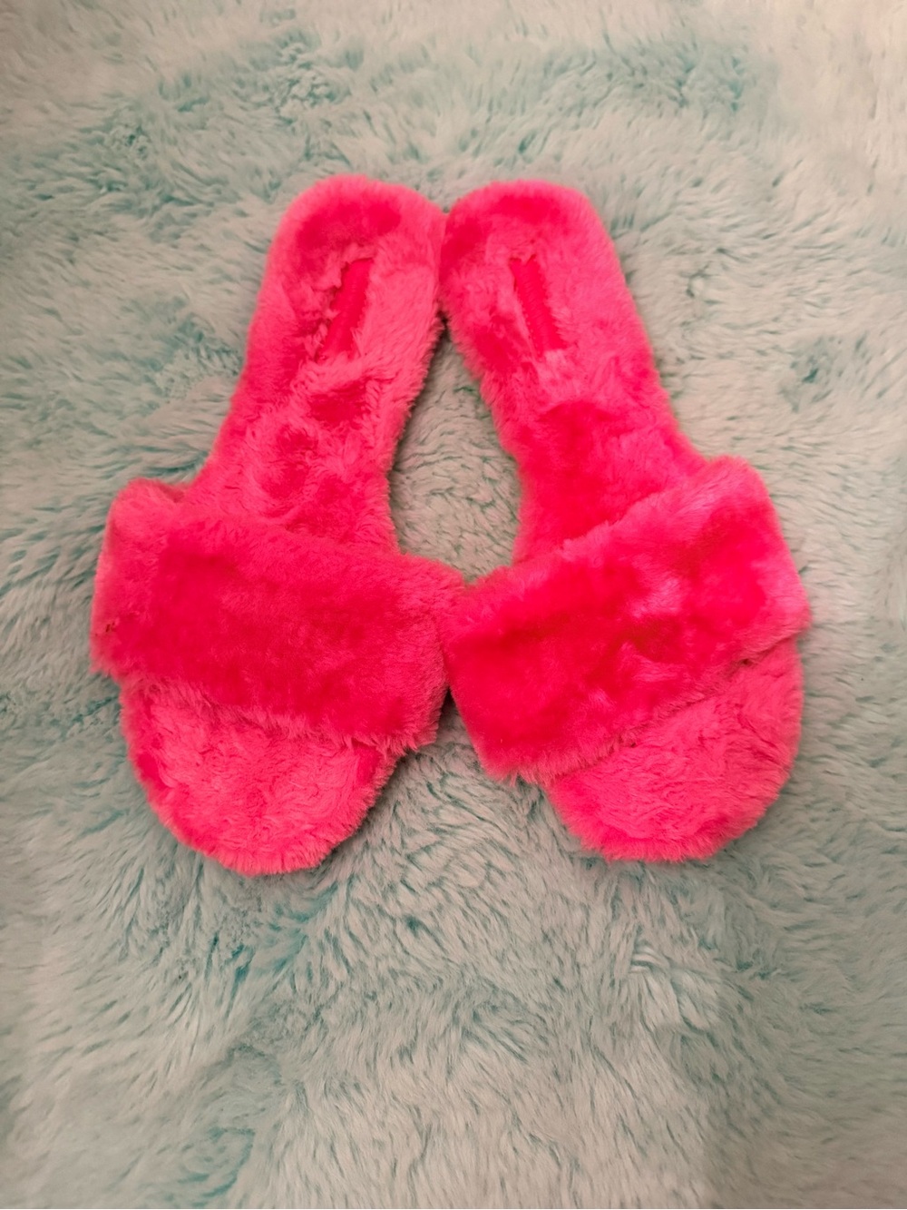 Plush Pink Faux-Fur Slide Slippers for Women